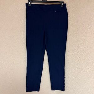 4/$15 Chico's Deep Blue Ankle Pants with Button Accents